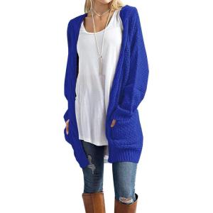 imageGRECERELLE Womens Loose Open Front Long Sleeve Chunky Knit Cable Cardigans Sweater with Pockets06 Royal Blue