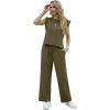 imageGRECERELLE 2025 Two Piece Sets for Women Summer Round Neck Cap Sleeve Top and Wide Leg Pants with PocketsArmy Green