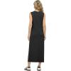 imageGRECERELLE 2025 Women Summer Color Blocking Round Neck Sleeveless Casual WrinkleFree Side Split Maxi Dress with PocketsBlack White