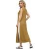 imageGRECERELLE 2025 Women Summer Color Blocking Round Neck Sleeveless Casual WrinkleFree Side Split Maxi Dress with PocketsGinger White
