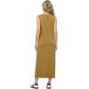 imageGRECERELLE 2025 Women Summer Color Blocking Round Neck Sleeveless Casual WrinkleFree Side Split Maxi Dress with PocketsGinger White
