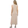 imageGRECERELLE 2025 Women Summer Color Blocking Round Neck Sleeveless Casual WrinkleFree Side Split Maxi Dress with PocketsKhaki Pink