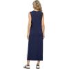 imageGRECERELLE 2025 Women Summer Color Blocking Round Neck Sleeveless Casual WrinkleFree Side Split Maxi Dress with PocketsNavy Blue White