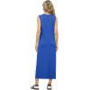 imageGRECERELLE 2025 Women Summer Color Blocking Round Neck Sleeveless Casual WrinkleFree Side Split Maxi Dress with PocketsRoyal Blue White