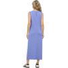 imageGRECERELLE 2025 Women Summer Color Blocking Round Neck Sleeveless Casual WrinkleFree Side Split Maxi Dress with PocketsSky Blue White
