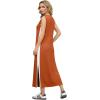 imageGRECERELLE 2025 Women Summer Color Blocking Round Neck Sleeveless Casual WrinkleFree Side Split Maxi Dress with PocketsTan White