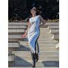 imageGRECERELLE 2025 Women Summer Color Blocking Round Neck Sleeveless Casual WrinkleFree Side Split Maxi Dress with PocketsWhite Black
