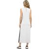 imageGRECERELLE 2025 Women Summer Color Blocking Round Neck Sleeveless Casual WrinkleFree Side Split Maxi Dress with PocketsWhite Black