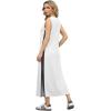 imageGRECERELLE 2025 Women Summer Color Blocking Round Neck Sleeveless Casual WrinkleFree Side Split Maxi Dress with PocketsWhite Black