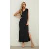 imageGRECERELLE 2025 Women Summer InsideOut VNeck Casual Loose Split WrinkleFree Long Maxi Beach Dress with PocketsBlack
