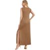 imageGRECERELLE 2025 Women Summer InsideOut VNeck Casual Loose Split WrinkleFree Long Maxi Beach Dress with PocketsCamel