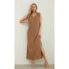 imageGRECERELLE 2025 Women Summer InsideOut VNeck Casual Loose Split WrinkleFree Long Maxi Beach Dress with PocketsCamel