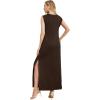 imageGRECERELLE 2025 Women Summer InsideOut VNeck Casual Loose Split WrinkleFree Long Maxi Beach Dress with PocketsDark Coffee