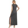 imageGRECERELLE 2025 Women Summer InsideOut VNeck Casual Loose Split WrinkleFree Long Maxi Beach Dress with PocketsDark Gray