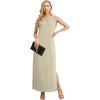 imageGRECERELLE 2025 Women Summer InsideOut VNeck Casual Loose Split WrinkleFree Long Maxi Beach Dress with PocketsKhaki