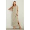 imageGRECERELLE 2025 Women Summer InsideOut VNeck Casual Loose Split WrinkleFree Long Maxi Beach Dress with PocketsKhaki