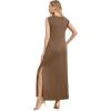 imageGRECERELLE 2025 Women Summer InsideOut VNeck Casual Loose Split WrinkleFree Long Maxi Beach Dress with PocketsLight Coffee