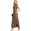 imageGRECERELLE 2025 Women Summer InsideOut VNeck Casual Loose Split WrinkleFree Long Maxi Beach Dress with PocketsLight Coffee