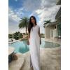 imageGRECERELLE 2025 Women Summer InsideOut VNeck Casual Loose Split WrinkleFree Long Maxi Beach Dress with PocketsWhite