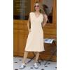 imageGRECERELLE 2025 Women Summer InsideOut VNeck Casual Loose Split WrinkleFree Midi Dress with PocketsApricot White
