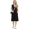 imageGRECERELLE 2025 Women Summer InsideOut VNeck Casual Loose Split WrinkleFree Midi Dress with PocketsBlack