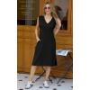 imageGRECERELLE 2025 Women Summer InsideOut VNeck Casual Loose Split WrinkleFree Midi Dress with PocketsBlack