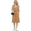 imageGRECERELLE 2025 Women Summer InsideOut VNeck Casual Loose Split WrinkleFree Midi Dress with PocketsCamel