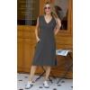 imageGRECERELLE 2025 Women Summer InsideOut VNeck Casual Loose Split WrinkleFree Midi Dress with PocketsDark Gray