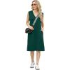 imageGRECERELLE 2025 Women Summer InsideOut VNeck Casual Loose Split WrinkleFree Midi Dress with PocketsDark Green