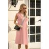 imageGRECERELLE 2025 Women Summer InsideOut VNeck Casual Loose Split WrinkleFree Midi Dress with PocketsDeep Pink