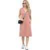 imageGRECERELLE 2025 Women Summer InsideOut VNeck Casual Loose Split WrinkleFree Midi Dress with PocketsDeep Pink