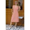 imageGRECERELLE 2025 Women Summer InsideOut VNeck Casual Loose Split WrinkleFree Midi Dress with PocketsDeep Pink