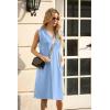 imageGRECERELLE 2025 Women Summer InsideOut VNeck Casual Loose Split WrinkleFree Midi Dress with PocketsDenim Blue