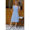 imageGRECERELLE 2025 Women Summer InsideOut VNeck Casual Loose Split WrinkleFree Midi Dress with PocketsDenim Blue