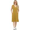 imageGRECERELLE 2025 Women Summer InsideOut VNeck Casual Loose Split WrinkleFree Midi Dress with PocketsGinger