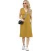 imageGRECERELLE 2025 Women Summer InsideOut VNeck Casual Loose Split WrinkleFree Midi Dress with PocketsGinger