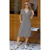 imageGRECERELLE 2025 Women Summer InsideOut VNeck Casual Loose Split WrinkleFree Midi Dress with PocketsGrey