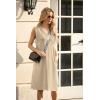 imageGRECERELLE 2025 Women Summer InsideOut VNeck Casual Loose Split WrinkleFree Midi Dress with PocketsKhaki