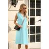 imageGRECERELLE 2025 Women Summer InsideOut VNeck Casual Loose Split WrinkleFree Midi Dress with PocketsLight Blue
