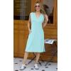 imageGRECERELLE 2025 Women Summer InsideOut VNeck Casual Loose Split WrinkleFree Midi Dress with PocketsLight Blue