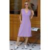 imageGRECERELLE 2025 Women Summer InsideOut VNeck Casual Loose Split WrinkleFree Midi Dress with PocketsLilac