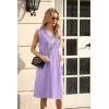 imageGRECERELLE 2025 Women Summer InsideOut VNeck Casual Loose Split WrinkleFree Midi Dress with PocketsLilac