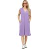imageGRECERELLE 2025 Women Summer InsideOut VNeck Casual Loose Split WrinkleFree Midi Dress with PocketsLilac