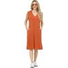 imageGRECERELLE 2025 Women Summer InsideOut VNeck Casual Loose Split WrinkleFree Midi Dress with PocketsTan