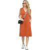 imageGRECERELLE 2025 Women Summer InsideOut VNeck Casual Loose Split WrinkleFree Midi Dress with PocketsTan