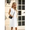 imageGRECERELLE 2025 Women Summer InsideOut VNeck Casual Loose Split WrinkleFree Midi Dress with PocketsWhite