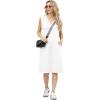 imageGRECERELLE 2025 Women Summer InsideOut VNeck Casual Loose Split WrinkleFree Midi Dress with PocketsWhite
