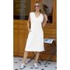 imageGRECERELLE 2025 Women Summer InsideOut VNeck Casual Loose Split WrinkleFree Midi Dress with PocketsWhite