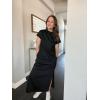 imageGRECERELLE 2025 Women Summer Mock Neck Short Sleeve Casual Loose Split WrinkleFree Long Maxi Dress with PocketsBlack