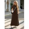 imageGRECERELLE 2025 Women Summer Mock Neck Short Sleeve Casual Loose Split WrinkleFree Long Maxi Dress with PocketsDark Coffee